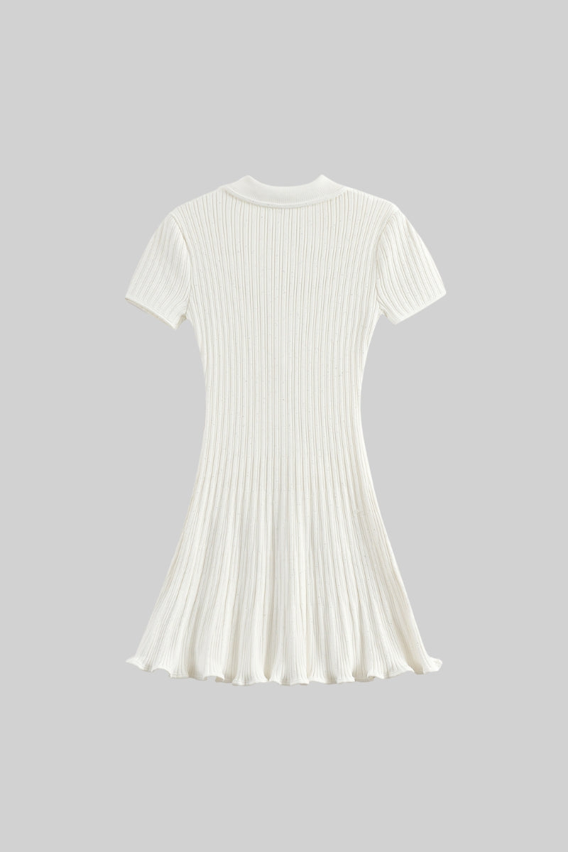 Short Sleeve Hourglass Diamond Dress - White